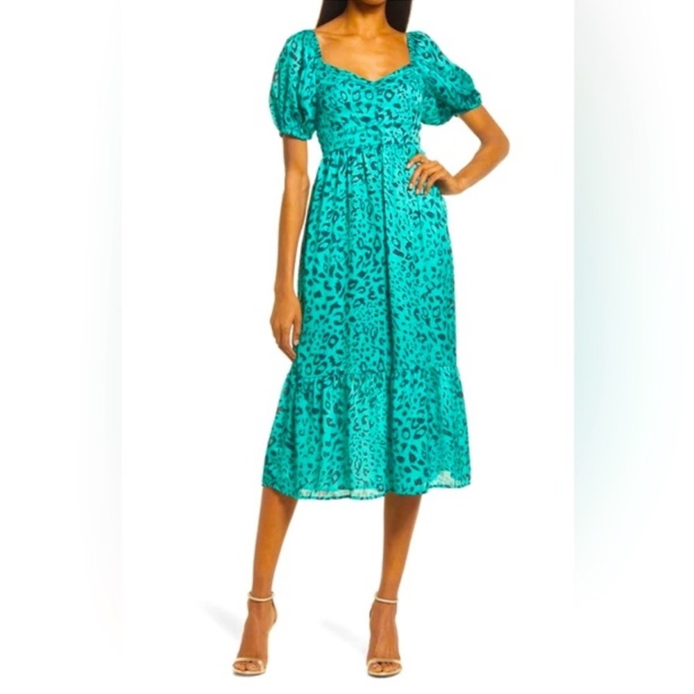 NSR Green Leopard Print Dress - Small